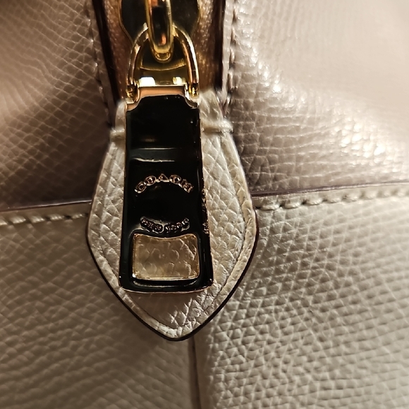Coach Color BlockTaupe and Cream Leather Satchel - Picture 11 of 12
